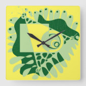 Horloge Carrée Le nid d’oiseaux - Vert jaune (Recto)