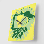 Horloge Carrée Le nid d’oiseaux - Vert jaune (Angle)
