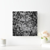 Horloge Carrée Le Noir Grey White Mosaic Stones (Maison)