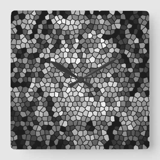 Horloge Carrée Le Noir Grey White Mosaic Stones (Recto)