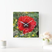 Horloge Carrée Le pavot rouge (Maison)