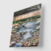 Horloge Carrée Le paysage de BROOK Art peint à la main original (Angle)