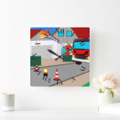 Horloge Carrée Le pompier efface le feu de Garagan Wan (Maison)