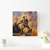 Horloge Carrée Le pompier victorien américain style 1 (Maison)