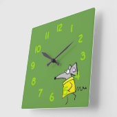 Horloge Carrée Le rat sur le trottoir (Angle)