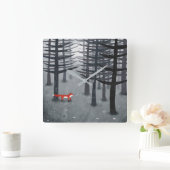 Horloge Carrée Le renard et la forêt (Maison)