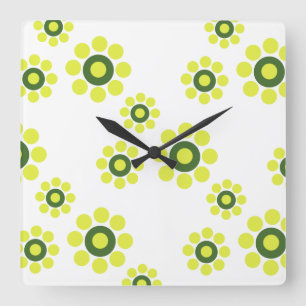 Horloge Carrée Le ressort vintage de style fleurit l'horloge