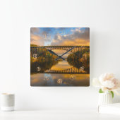 Horloge Carrée Le Roi français Bridge dans l'automne (Maison)