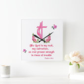 Horloge Carrée Le Seigneur est mon rocher (Maison)