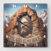 Horloge Carrée Le Seigneur Est Mon Rocher (Recto)