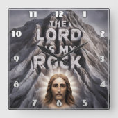 Horloge Carrée Le Seigneur Est Mon Rocher : Psaume 18:2 (Recto)