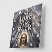 Horloge Carrée Le Seigneur Est Mon Rocher : Psaume 18:2 (Angle)