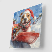 Horloge Carrée Le Staffordshire américain à Noël doré (Angle)