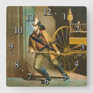 Horloge Carrée Le style victorien 2 de sapeur-pompier de pompier