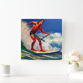 Horloge Carrée Le Surfeur Dirige Les Vagues (Maison)