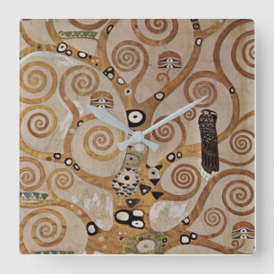 Horloge Carrée Le tableau de Gustav Klimt "L'Arbre de Vie" (1909)