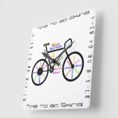Horloge Carrée Le temps d'aller à vélo, Vélos avec Motivational W (Angle)