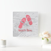 Horloge Carrée Le temps de plage personnalisent (Maison)