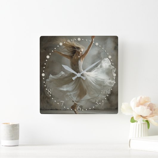 Horloge Carrée Le temps du danseur... et 5 6 7 8 (Maison)