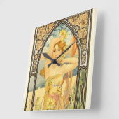 Horloge Carrée Le temps du jour, Luminosité du jour par Mucha (Angle)