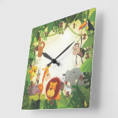 Horloge Carrée Le Thème de la jungle (Angle)