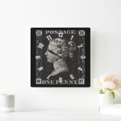 Horloge Carrée Le Timbre noir Penny (Maison)
