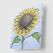 Horloge Carrée Le tournesol de Stacy (Angle)