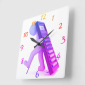 Horloge Carrée "Le transporteur de calculatrice" (Angle)