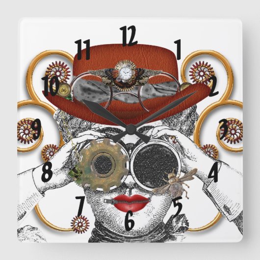Horloge Carrée le type funk steampunk funky (Recto)