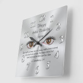 Horloge Carrée Le vers personnalisable de bible synchronise (Angle)
