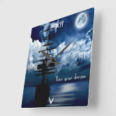 Horloge Carrée Lebe deinen Traum Uhr (Angle)