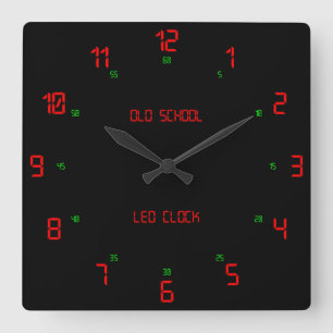 Horloge Carrée LED Rétro Old School
