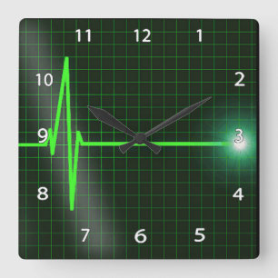 Horloge Carrée L'électrocardiogramme ondule l'horloge murale