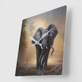 Horloge Carrée L'éléphant africain - Le roi (Angle)