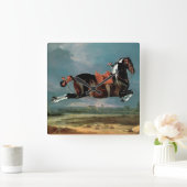 Horloge Carrée L'élevage du Cheval Piebald "Cehero" (Maison)