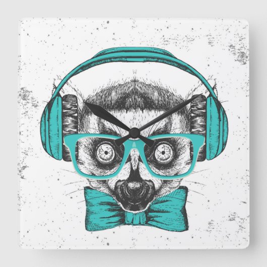 Horloge Carrée Lemur | Music Lover (Recto)