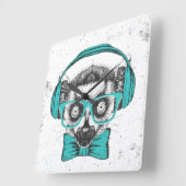 Horloge Carrée Lemur | Music Lover (Angle)