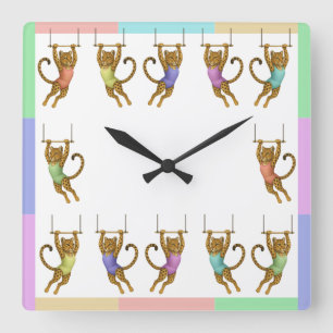 Horloge Carrée Lena artiste de trapèze léopard