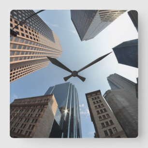 Horloge Carrée lentille de Poisson-oeil du bâtiment, Boston, USA
