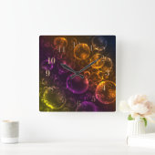 Horloge Carrée Lentilles multicolores (Maison)