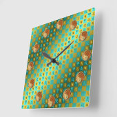 Horloge Carrée Léo & Chien de Bois (Angle)