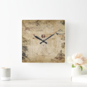 Horloge Carrée leonardo Da Vinci Vitruve Homme (Maison)
