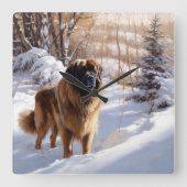 Horloge Carrée Leonberger Laissez-le neiger Noël (Recto)