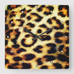 Horloge Carrée Leopard Cheetah Imprimer fourrure de fourrure avec