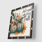 Horloge Carrée Leopard Citrouille fille aime chute (Angle)