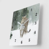 Horloge Carrée Léopard des neiges (Angle)
