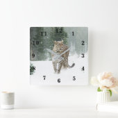 Horloge Carrée Léopard des neiges (Maison)