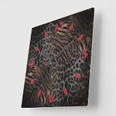 Horloge Carrée Leopard tiger skin trendy square wall clock (Angle)