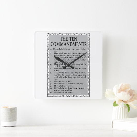 Horloge Carrée Les 10 commandements (Maison)