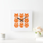 Horloge Carrée Les 9 vies du chat Emoji (Maison)